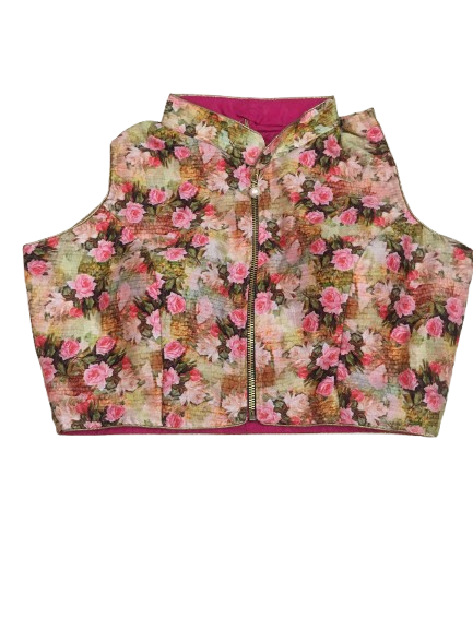 Raw Silk Digital Print Designer Blouse 162